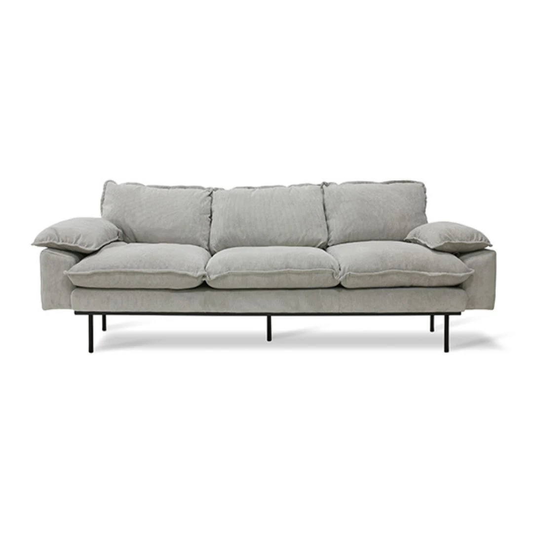 Retro Couch: 4 Seats, Corduroy Rib, Cream