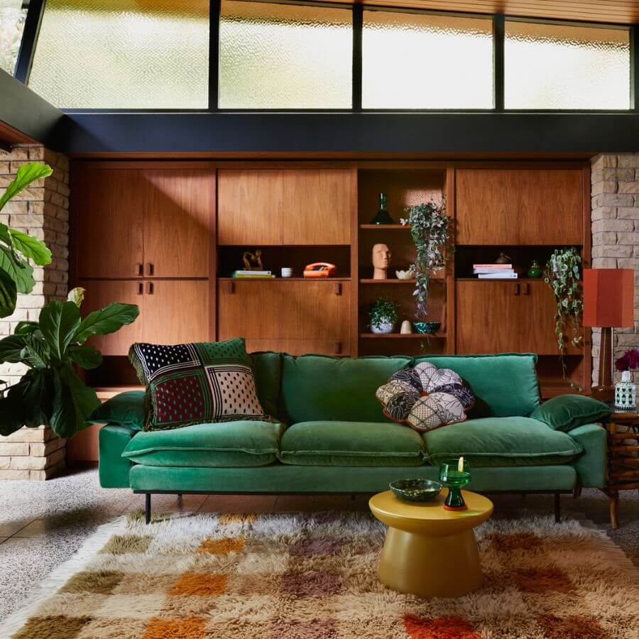 Retro Sofa: 4- Seats, Royal Velvet, Green - Image 2