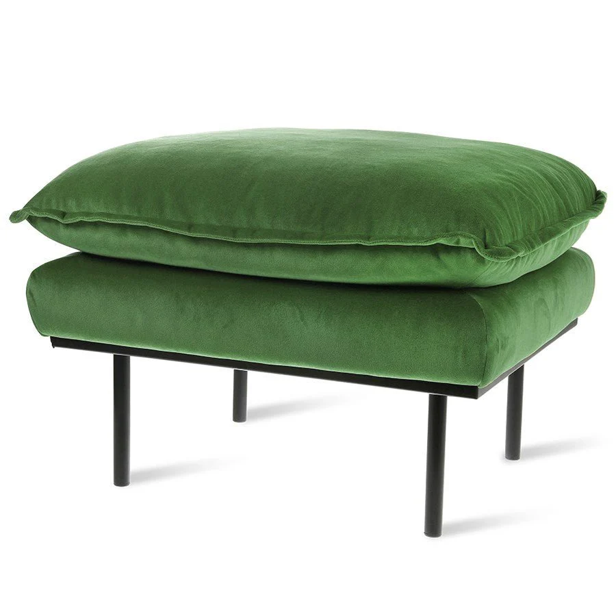 Retro Sofa: Ottoman, Royal Velvet, Green