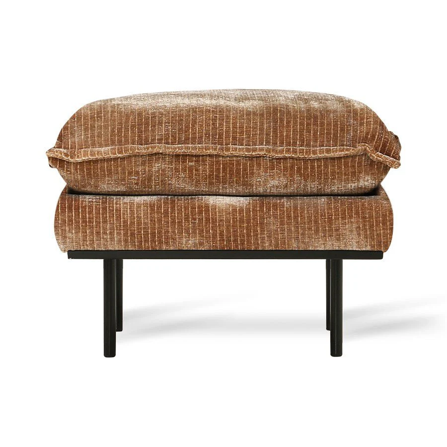 Retro Sofa: Ottoman, Velvet Corduroy, Aged Gold