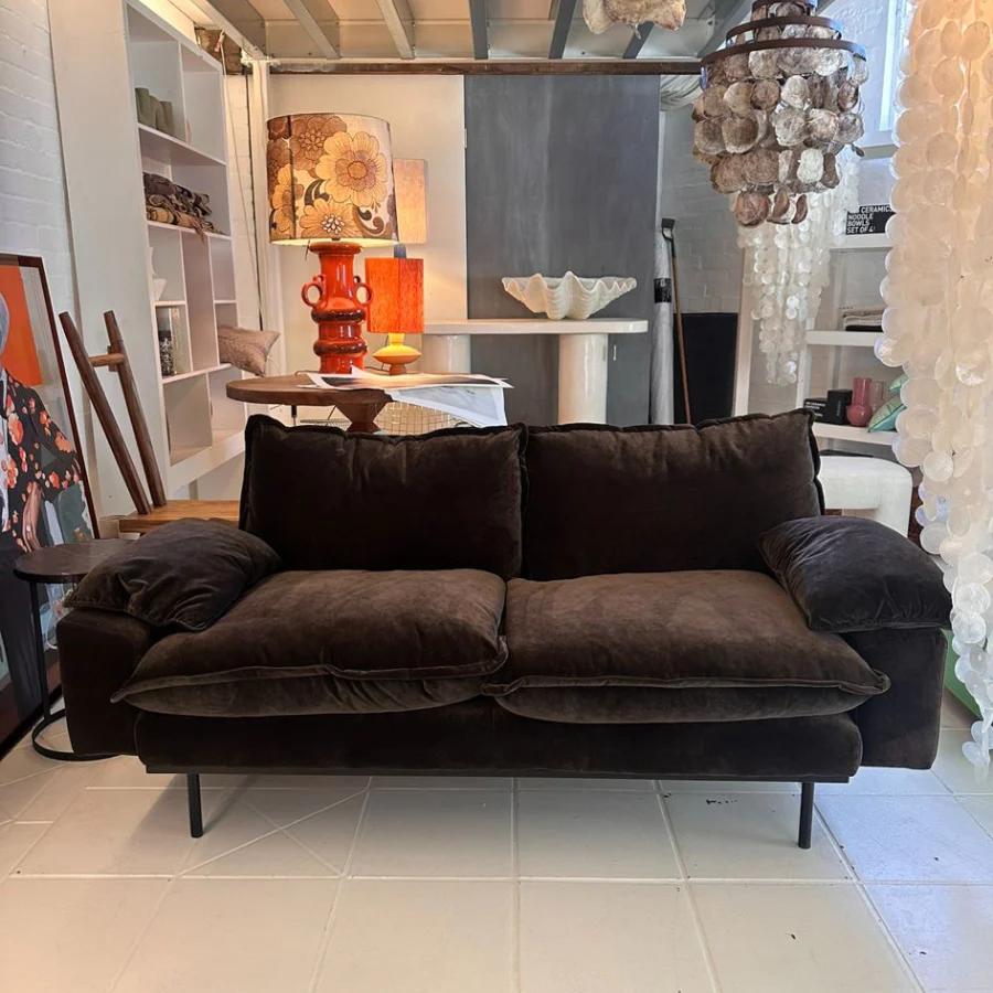 Retro Sofa : 2-Seats, Royal Velvet, Espresso - Image 3