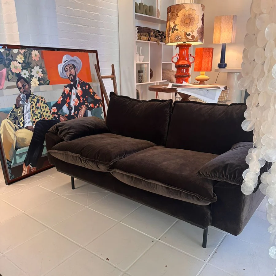 Retro Sofa : 2-Seats, Royal Velvet, Espresso - Image 4