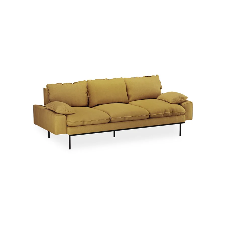 Retro Sofa: 3 Seats, Linen, Burnt Ochre - Image 2