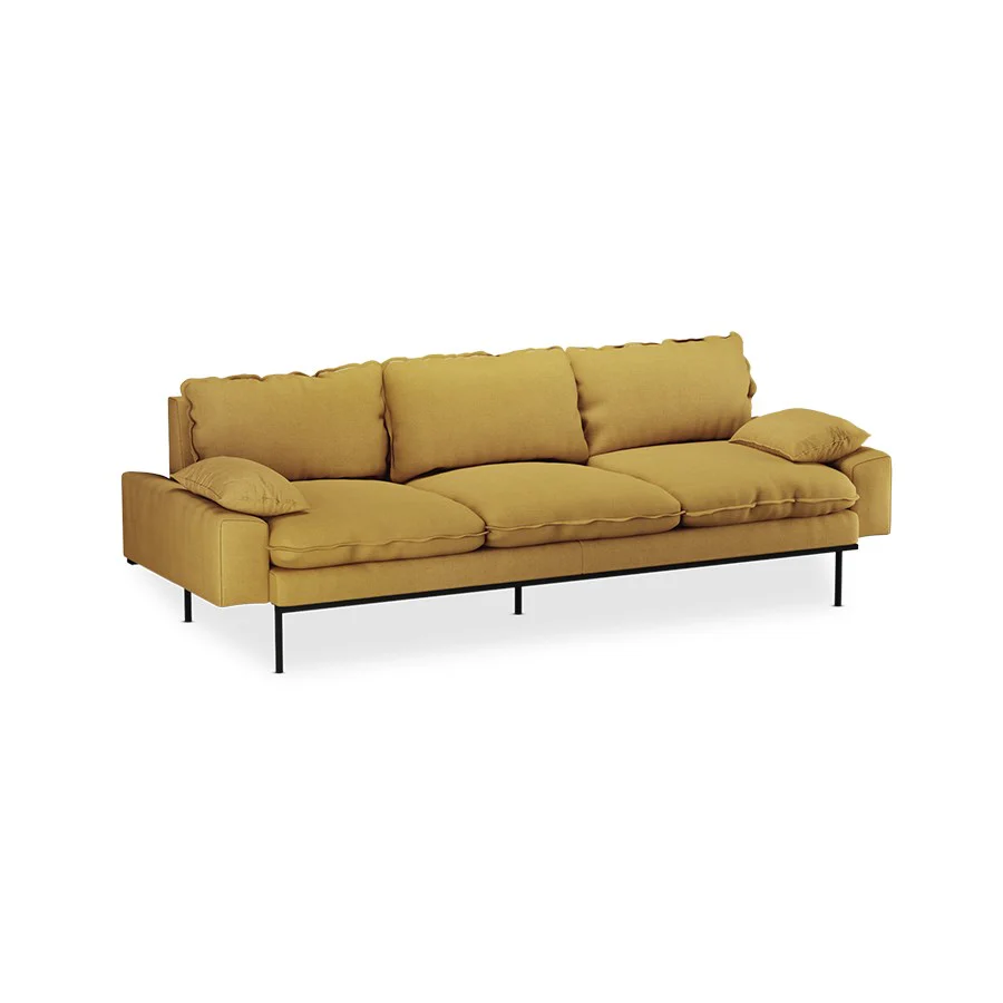 Retro Sofa: 4 Seats, Linen, Burnt Ochre - Image 2