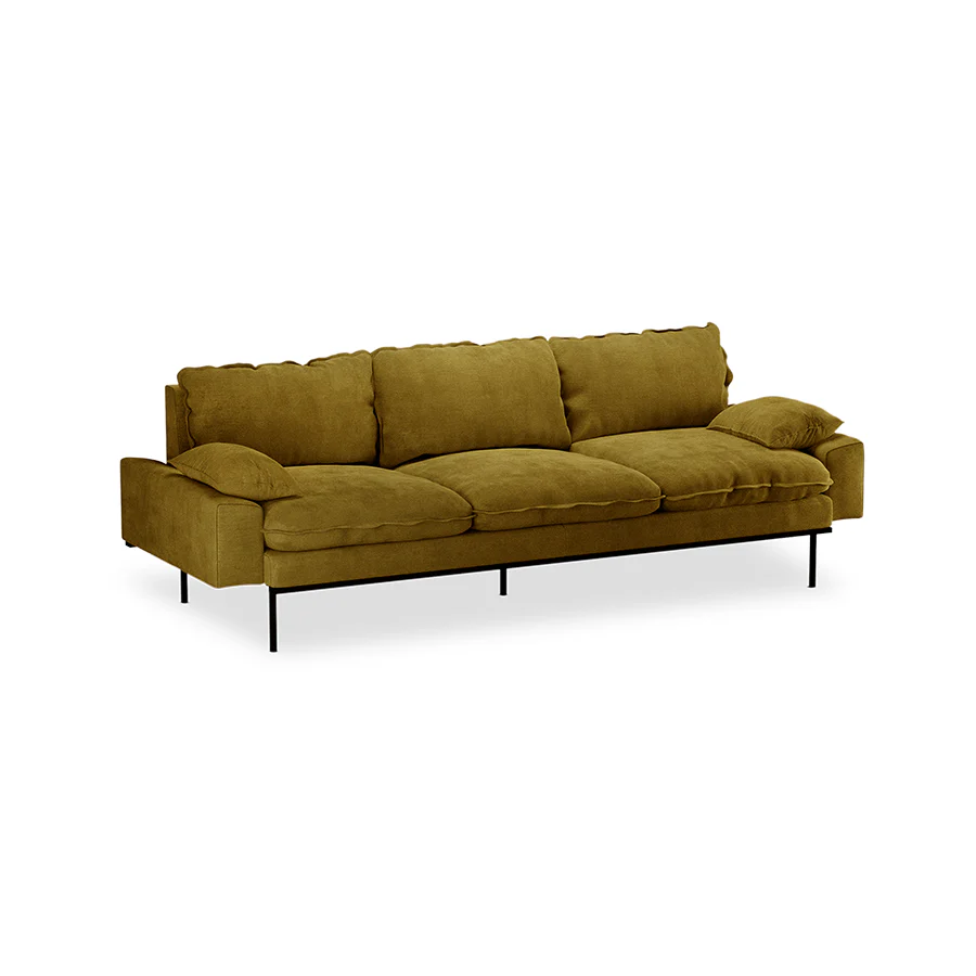 Retro Sofa: 4-Seats, Royal Velvet, Olive - Image 3