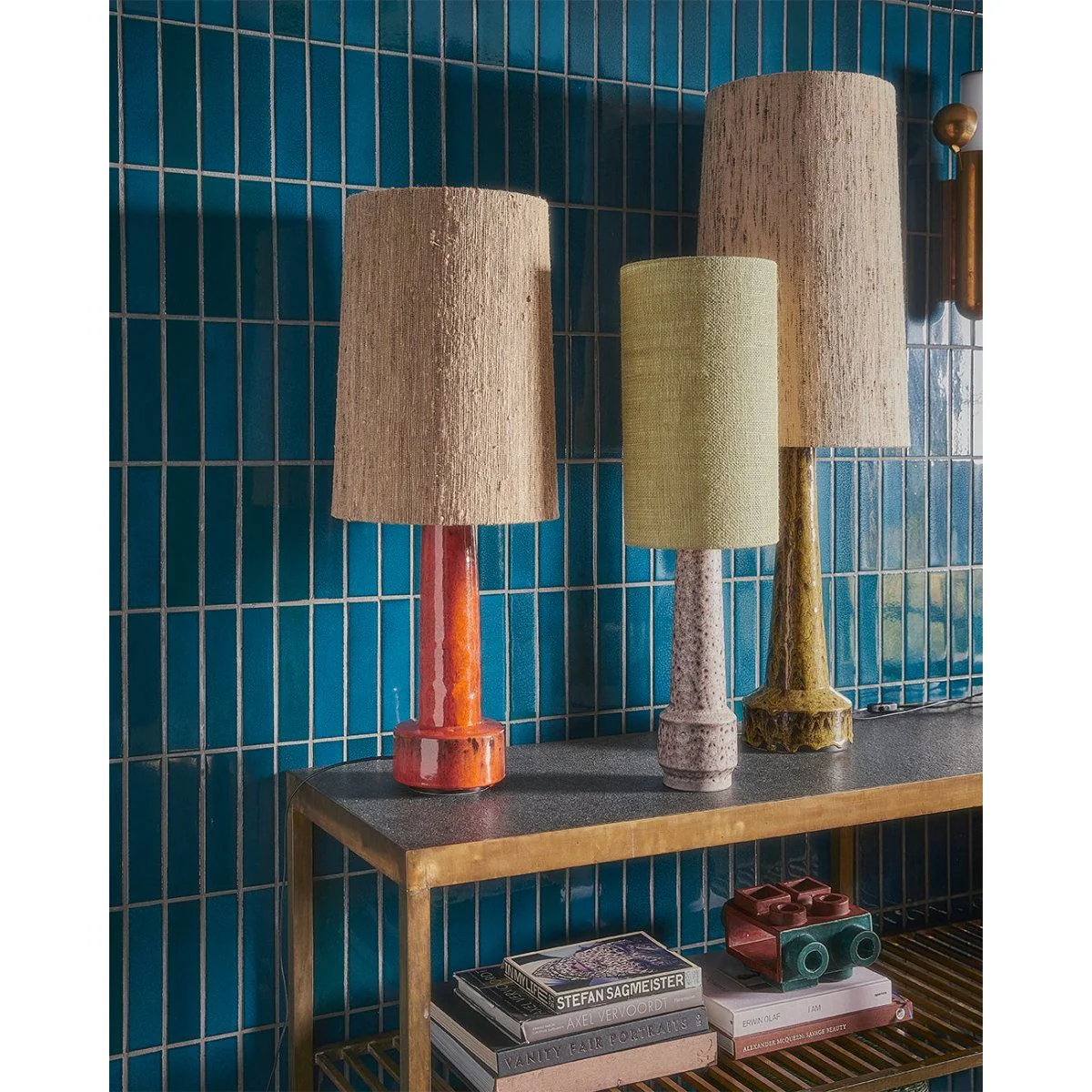 Retro Stoneware Lamp Base Mustard - Image 4