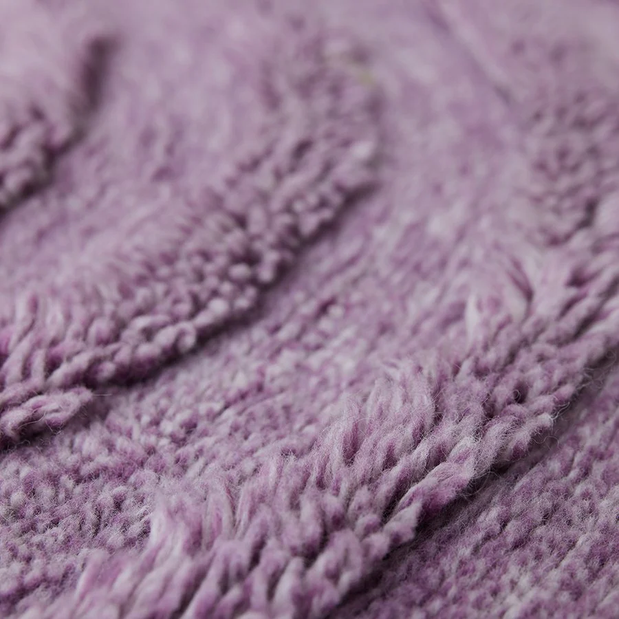 Round Woollen Rug Lilac - Image 4