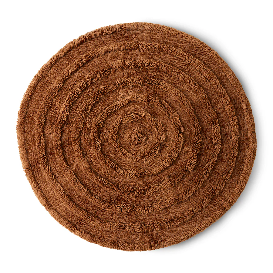 Round Woollen Rug Mahogany