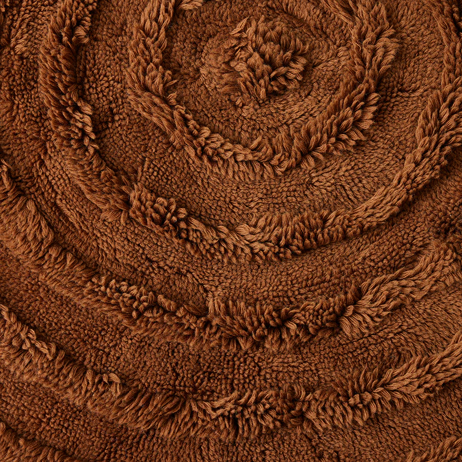 Round Woollen Rug Mahogany - Image 2