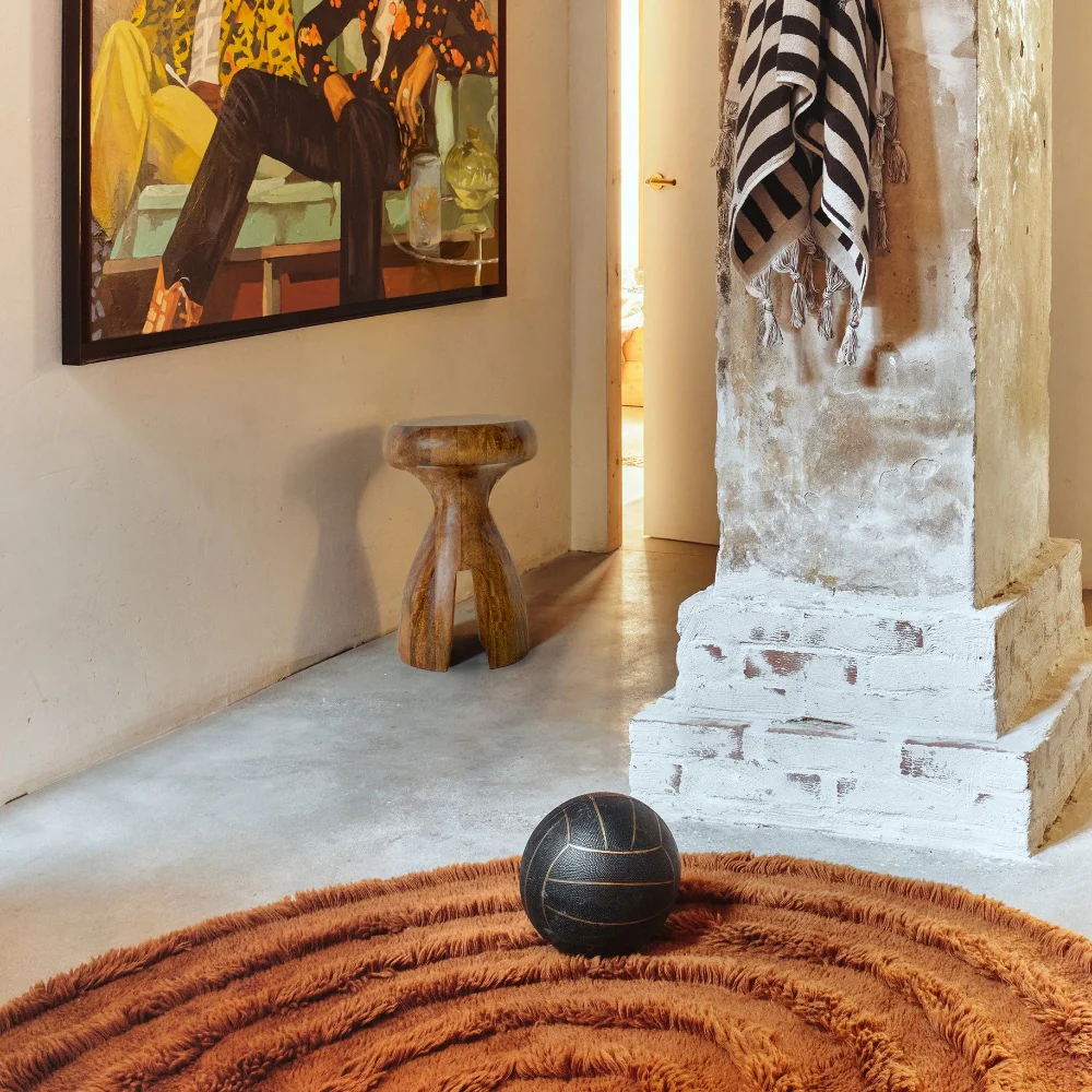 Round Woollen Rug Mahogany - Image 6