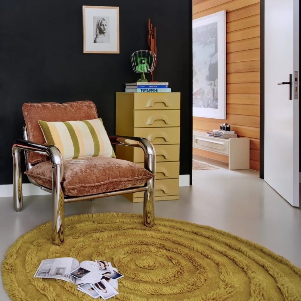 Round Woollen Rug Seaweed - Image 6