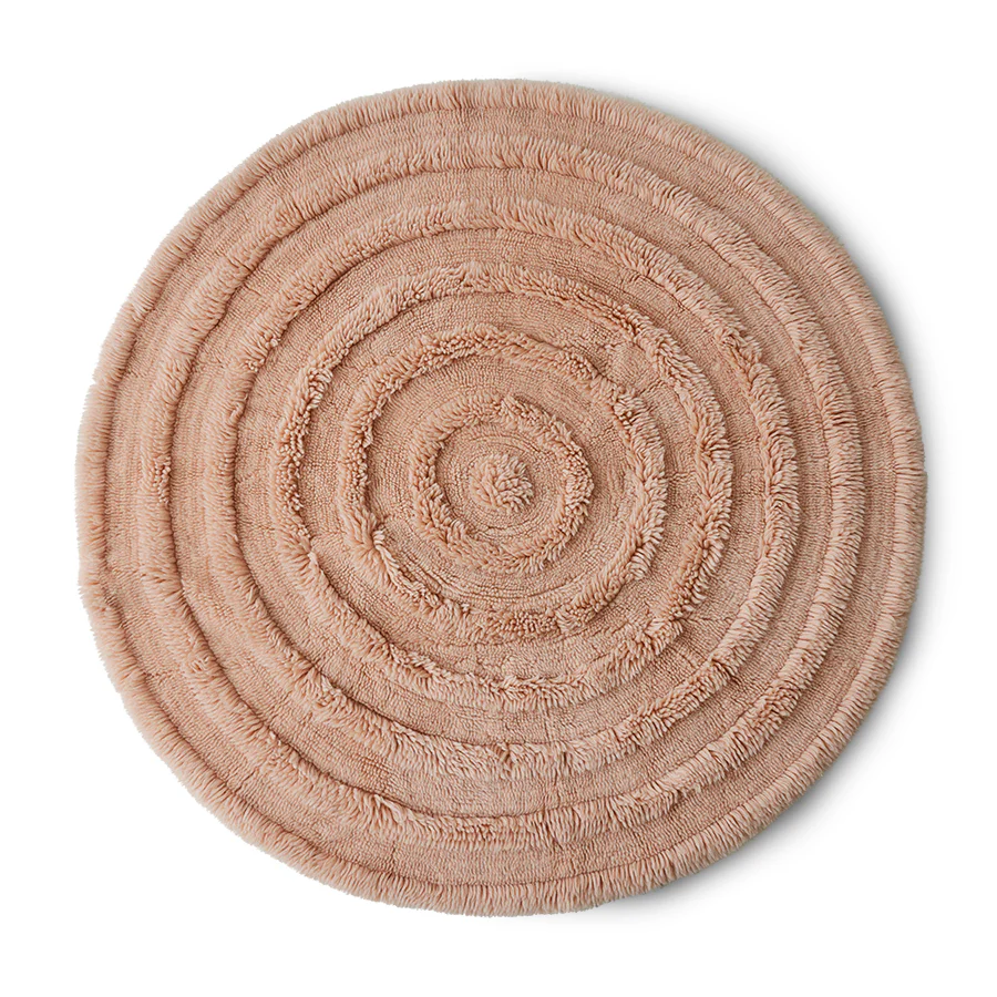 Round Woollen Rug Soft Pink