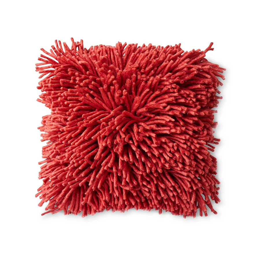 Rugged Woolen Cushion Cherry Red