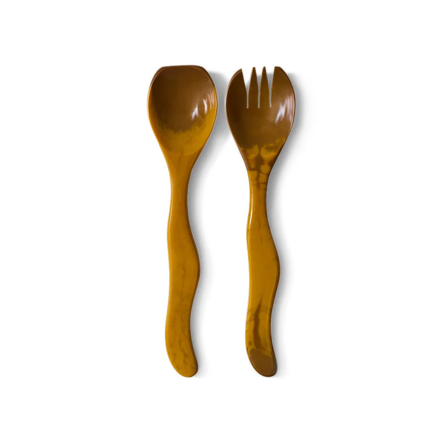Salad Cutlery, Ochre (Set Of 2)