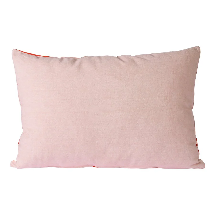 Striped Velvet Cushion, Red/Pink - Image 2