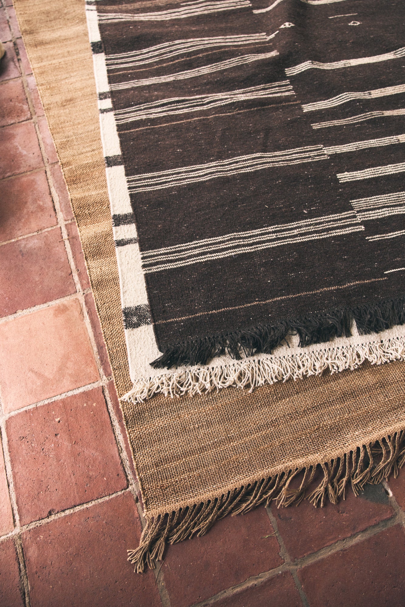 Striped Woolen Kelim Brown (150X240cm) - Image 4