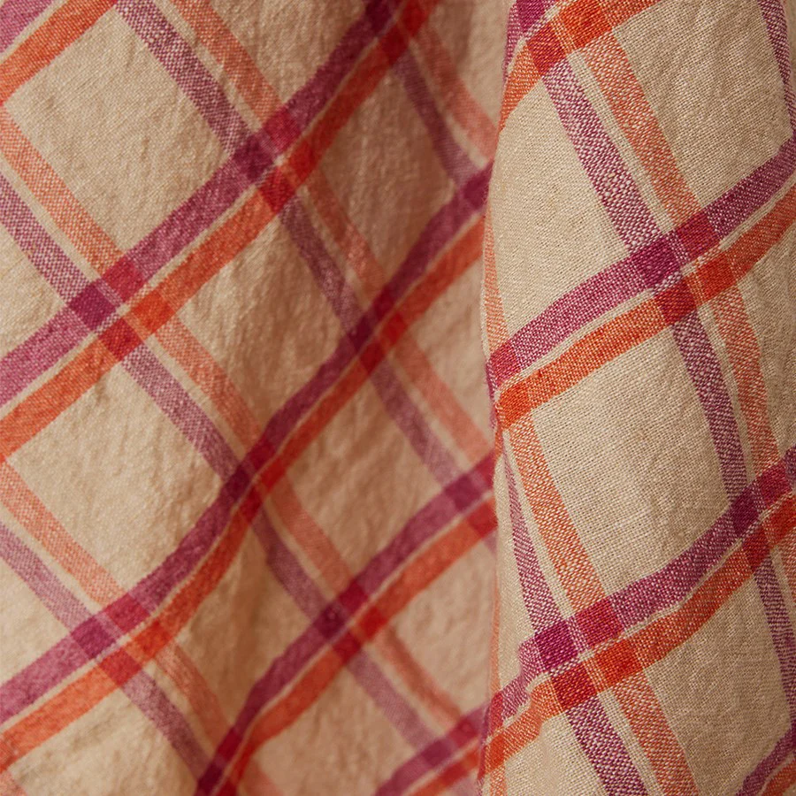 Vida Check Tea Towel Strawberry/Cream (50X70cm) - Image 3