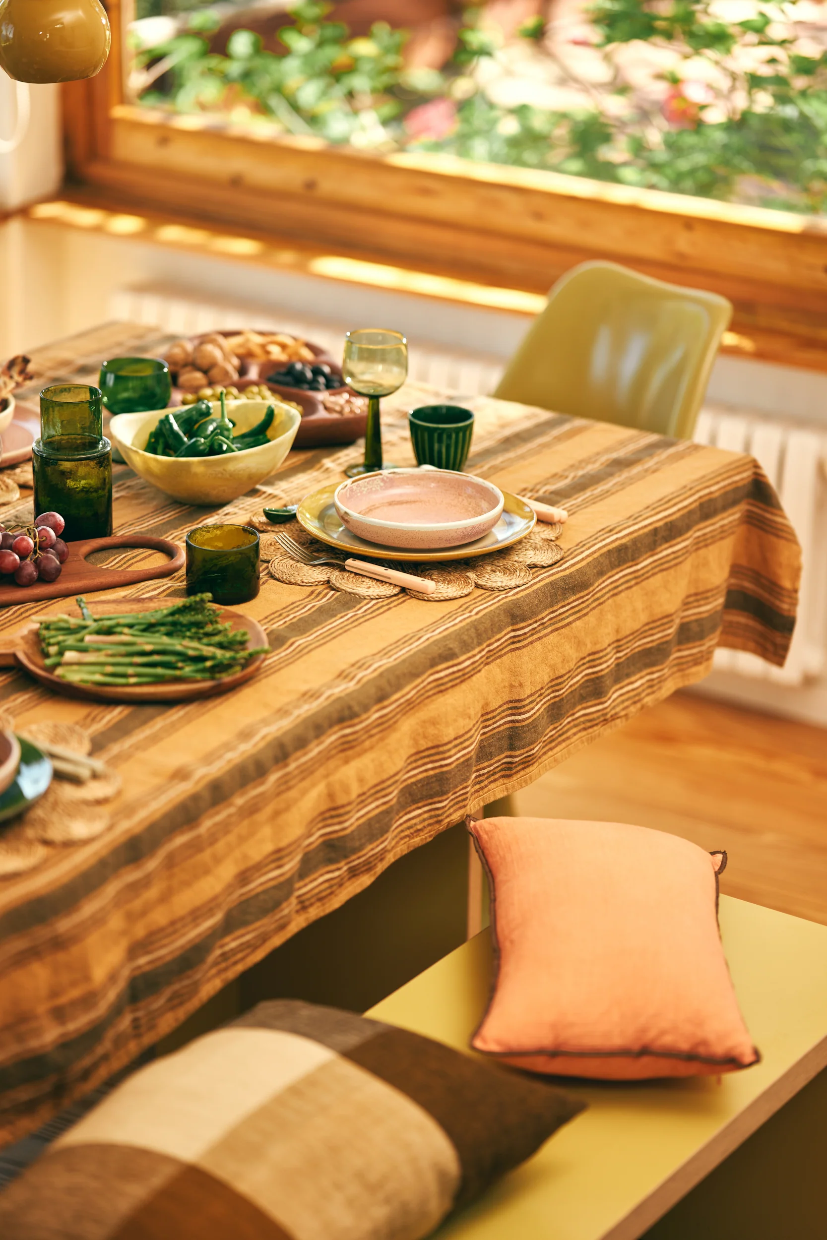 Vida Striped Table Cloth Amber/Grey (160X300cm) - Image 6