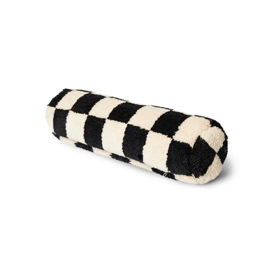 Woolen Bolster Cushion Black And White Statement (13x50cm) - Image 4
