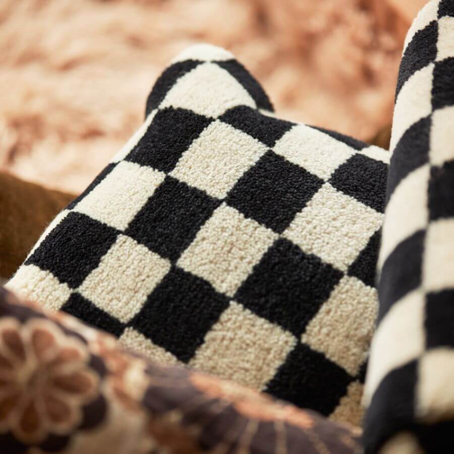 Woolen Cushion Black and White Statement (50x50cm) - Image 7
