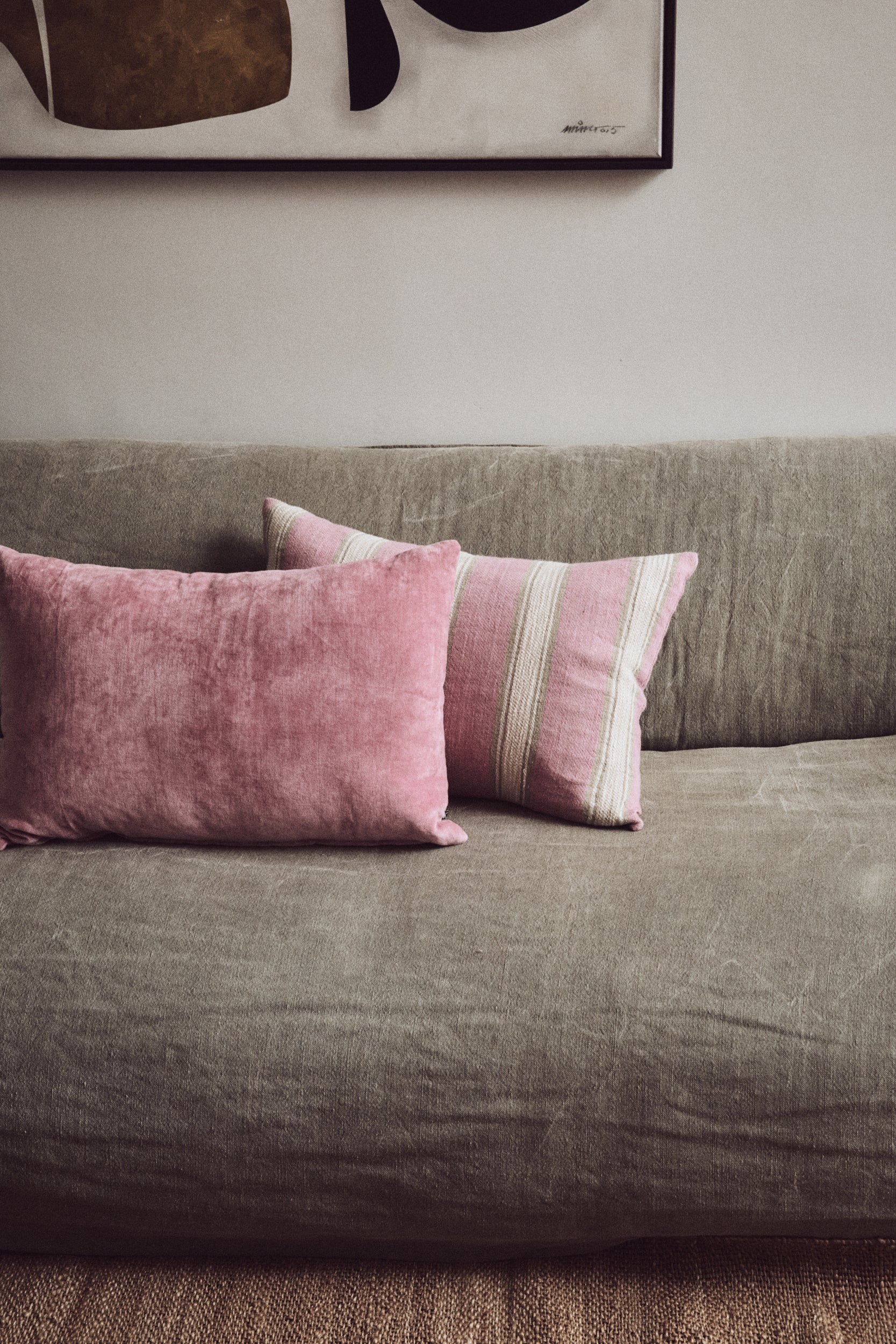 Woven Striped Cushion Blush (60X40cm) - Image 4
