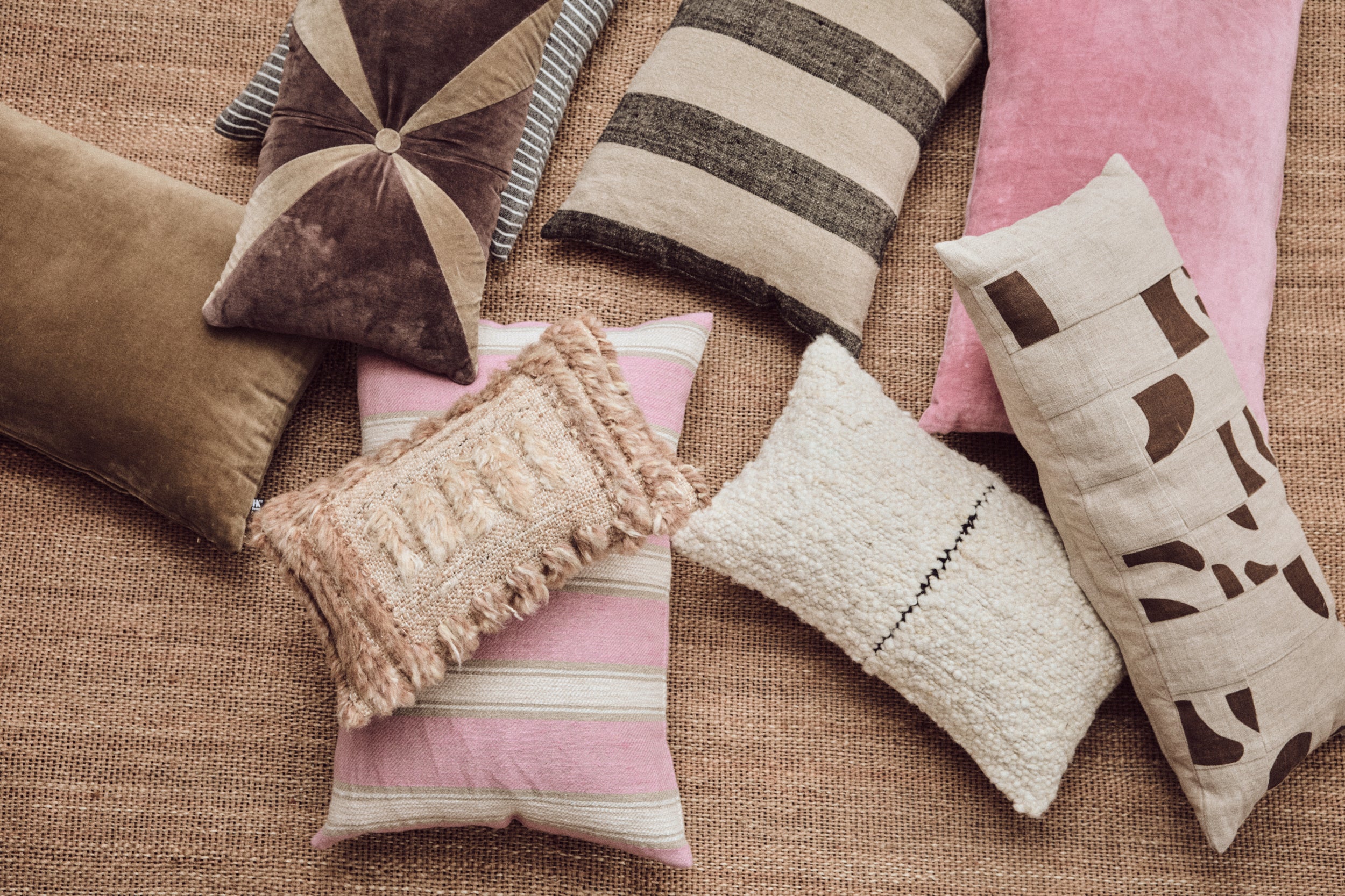 Woven Striped Cushion Blush (60X40cm) - Image 5