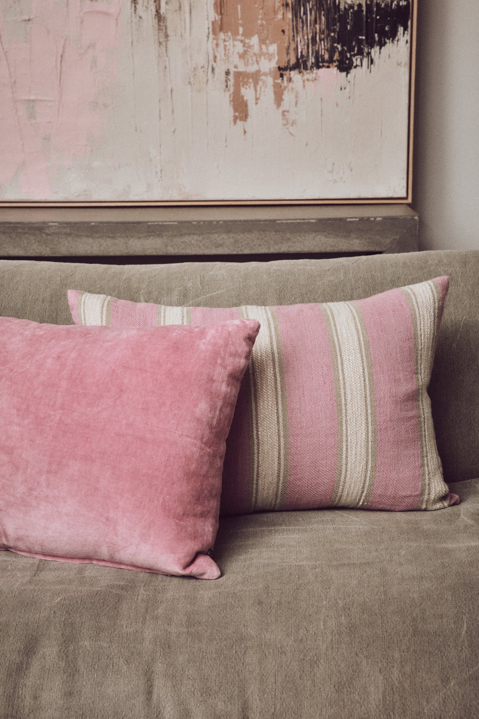 Woven Striped Cushion Blush (60X40cm) - Image 6